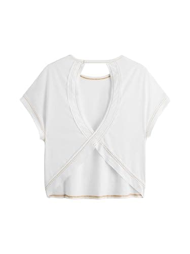 RoseSeek Women's 3 Packs Open Back Tops T Shirt Criss Cross Cut Out Tee Short Sleeve Crewneck Summer Backless Tops thumbnail 3