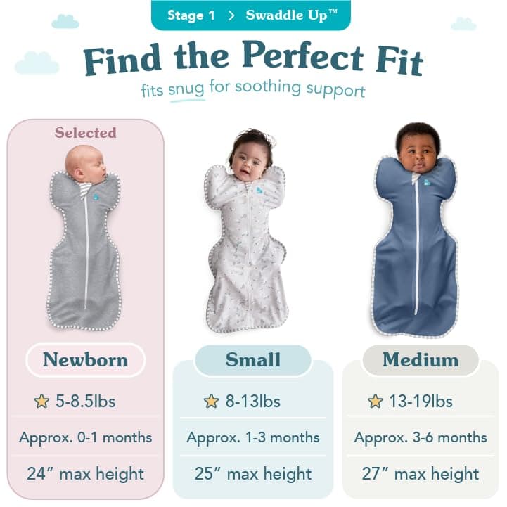 Love To Dream™ Swaddle Up™ Original, Newborn (2.2-3.8kg), Ideal for Moderate Room Temperatures (20-24°C), 1.0 TOG, Arms Up Position, Twin Zipper for Easy Nappy Changes, Grey thumbnail 3