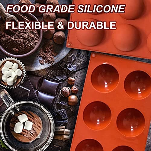 Lerykin 3 Pack Large 6-Cavity Semi Sphere Silicone Molds, Non-Stick Baking Mold for Making Standard Size Hot Chocolate Bomb, Cake, Jelly, Dome Mousse thumbnail 3