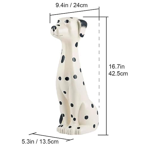 Allure Home Creation Dalmatian Dog White & Black 2-Piece Ceramic Toilet Brush Holder w/White Plastic Handled Scrub Brush, 9.4” x 5.3” x 16.7” thumbnail 3