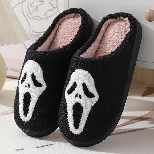 TBAVNOSY Unisex Halloween Slippers Spooky Ghost Slippers Cute Cozy Warm Plush Slip-On House Indoor and Outdoor Shoes thumbnail 5