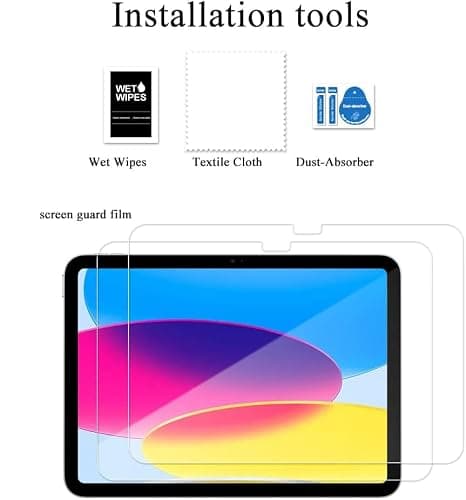 KIQ 2 Pack Tempered Glass Screen Protector Compatible with iPad 11 inch 11th generation A16 2025 / iPad 10.9 inch 10th generation 2022 thumbnail 6