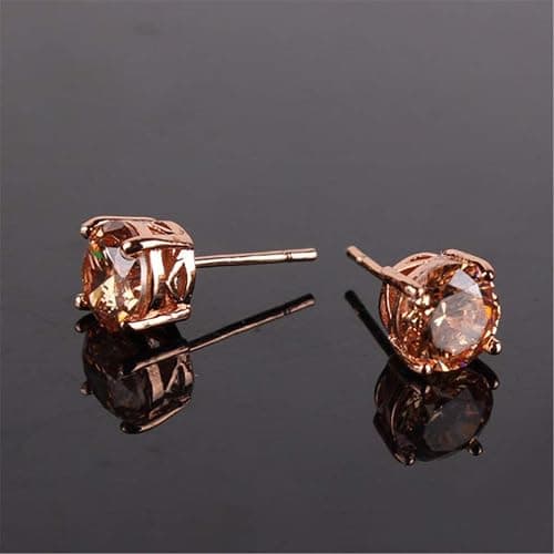 GULICX Rose Gold Tone Yellow Crystal Royal Journey Jewelry Eternity Stud Earring thumbnail 5