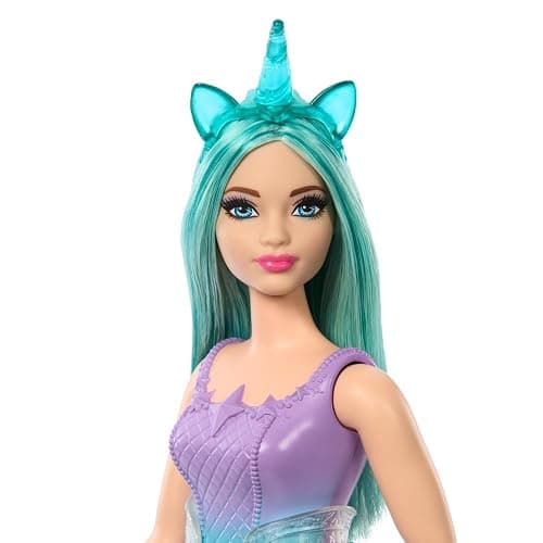 Barbie Unicorn Doll with Turquoise Fantasy Hair, Pastel Outfit, Curvy Body Type & Unicorn-Themed Accessories thumbnail 5