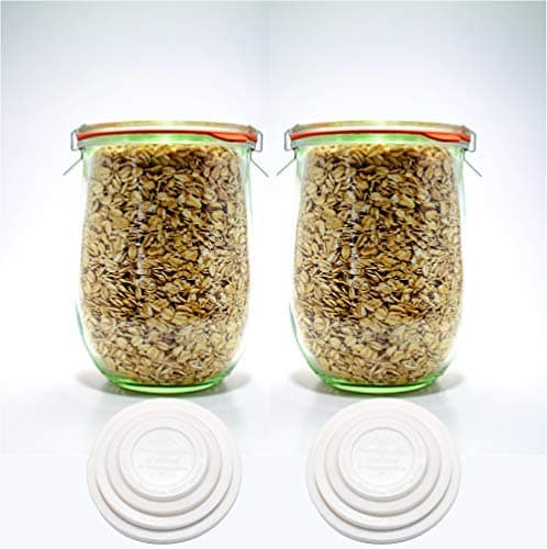 Weck Tulip Jars 1 Liter - Large Sourdough Starter Jars with Wide Mouth, Glass Lids and Keep Fresh Covers - Suitable for Canning and Storage (2 Pack) thumbnail 4