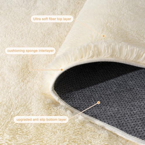 Quntue Cream Rugs for Bedroom, Ultra Fluffy Fuzzy Shag 5x7 Area Rug for Living Room, Modern Plush Soft Upgrade Non-Slip Carpet for Kids Girls and Boys, Dorms, Nursery, Home Decor Aesthetic thumbnail 4