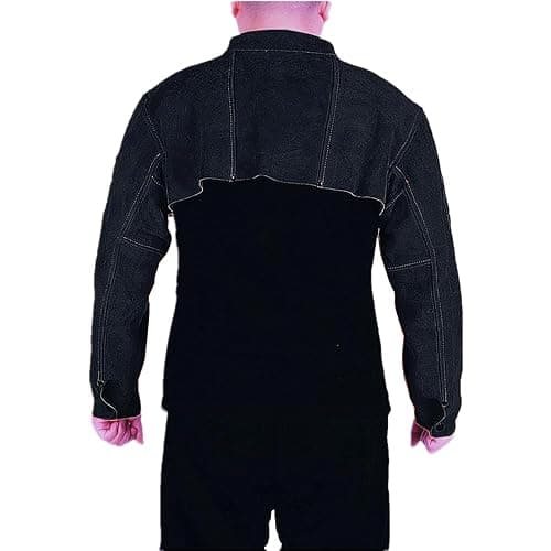 EULANGDE Premium Heat Resistant Leather Welding Cape Sleeve,Adjustable Cuffs, Adjustable Collar for Men and Women (Black, Medium) thumbnail 3