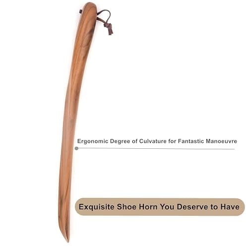 Bamber Wooden Shoe Horn Wood Shoehorn with Handle for Seniors Women Men Kids, 15'' Long, Black Walnut thumbnail 4