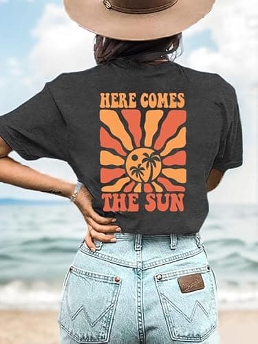 YHHR Womens Hawaiian Shirts Summer Casual Beach Sunshine Tropical T-Shirt Graphic Tees Short Sleeve Tops thumbnail 6