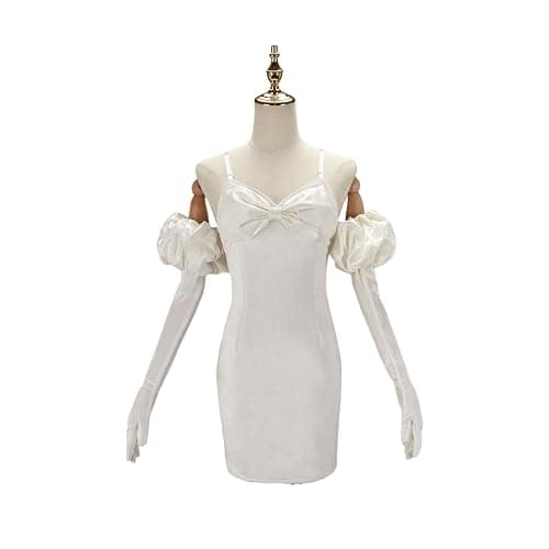 Julysky Ladies' Sua White Slim Fit Hip Hugging Dress, Bubble Sleeve Dress, Stage Outfit, Halloween Party Dress thumbnail 2