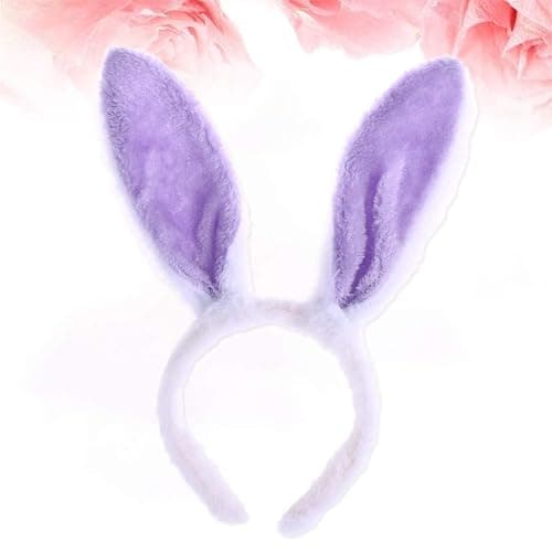 VALICLUD White Purple Plush Rabbit Headband Easter Bunny Ears Headband Rabbit Costume Fluffy Hair Band Party Cosplay Animal Ear Headpiece Carnival Masquerade Headdress thumbnail 7