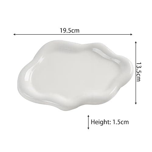 Ceramic Jewellery Dish Trinket Dish Jewelry Tray Cloud Shape Tray Perfume Tray Rings/Earrings/Bracelets/Watch/Keys Tray for Valentine's Day//Mother's Day/Birthday Gift (White) thumbnail 3