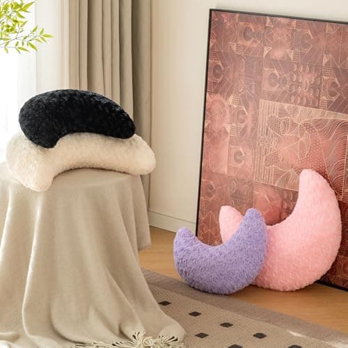 Moon Pillow, Decorative Throw Pillow with Soft Plush for Couch Bed, Cozy Moon Decorative Pillows for Bedroom Living Room, Home Décor Comfort Gift (Lavender Purple, 14.9 Inches) thumbnail 4