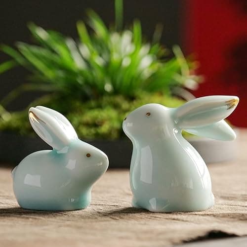 MOZEO One Set Ceramic Bunny Ornaments Tea Pet Cute Rabbit Kung Fu Tea Figurine Accessories Decorations - Image 1