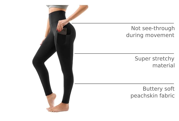 SINOPHANT High Waisted Leggings with Pockets Women, Full Length Capri Buttery Soft Stretchy Yoga Pants thumbnail 3