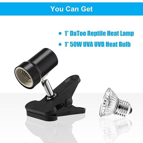 DaToo Reptile Heat Lamp Rotatable Turtle Heating Light with 50W UVA UVB Heat Bulb Simulated Sunlight Basking Spot Lamp with Clamp for Reptiles Lizard Amphibian Bearded Dragon Snake thumbnail 7