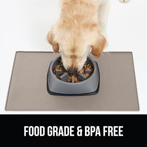 GORILLA GRIP Silicone Pet Feeding Mat, Waterproof, 23x15, Easy Clean in Dishwasher, Raised Edges to Prevent Spills, Dogs and Cats Placement Tray to Stop Food and Water Bowl Messes on Floor, Beige thumbnail 8
