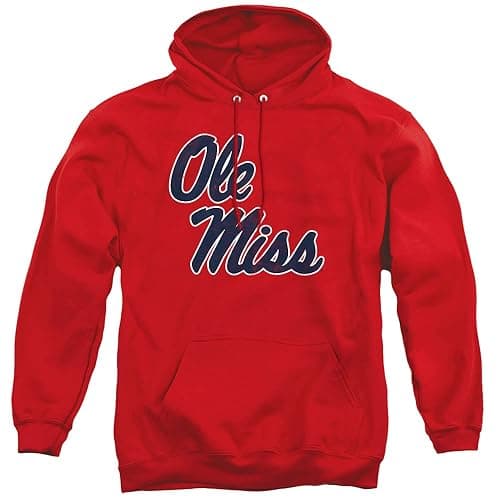 University of Mississippi Official Distressed Primary Unisex Adult Pull-Over Hoodie - Image 1