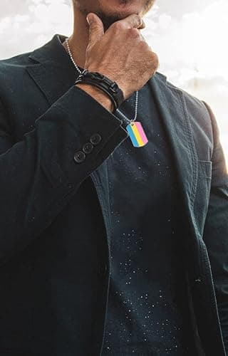 COLDDOX Progress Pride Dog Tags Pendant Rainbow Pride Gift LGBT Necklace - Pansexual Pride thumbnail 3