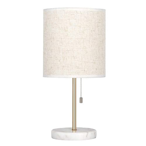 HAITRAL Bedside Table Lamp - Small Nightstand Lamp with Marble Base, Lamp for Bedroom, Office, Girls Room - Gold | Gold Table Lamp Chain Switch for Bedroom, Office, Livingroom thumbnail 9