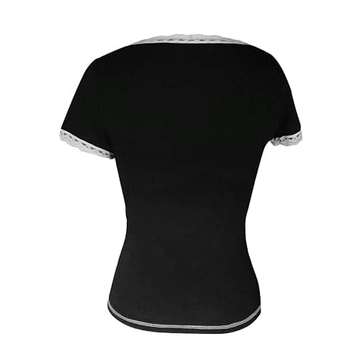 Y2K Fairy Lace Trim Top for Teen Girls Short Sleeve Slim Fit T-Shirts 2000s Tees Aesthetic Clothes thumbnail 4