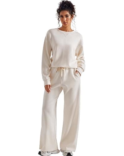 SUUKSESS Women Modal Fall 2 piece outfits Oversized Sweatshirt Wide Leg Pants thumbnail 4