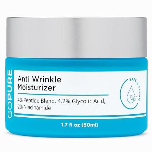 goPure Glyco-Peptide Anti Wrinkle Face Cream - Hyaluronic Acid Moisturizer for Face with Glycolic Acid, Peptides, and Vitamin E - Hydrating Facial Moisturizer with Anti-Aging Formula - 1.7 fl oz - Image 1