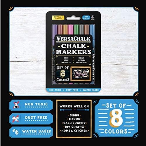 VersaChalk Metallic Liquid Chalk Markers, Set of 8-5mm Tip thumbnail 3