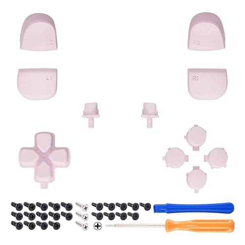 eXtremeRate Replacement D-pad R1 L1 R2 L2 Triggers Share Options Face Buttons, Cherry Blossoms Pink Full Set Buttons Compatible with ps5 Controller BDM-010 & BDM-020 thumbnail 3