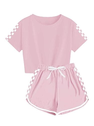Haloumoning Unisex Girls Boys 2 Piece Outfits Crop Tops and Shorts Set - Image 1