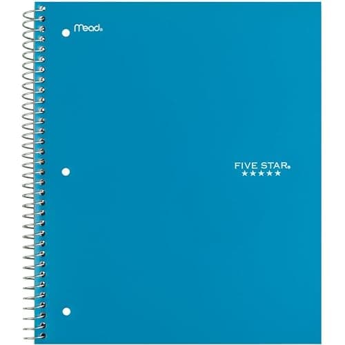 Five Star Spiral Notebook + Study App, 1 Subject, Wide Ruled Paper, 8" x 10-1/2", 100 Sheets, Fights Ink Bleed, Water Resistant Cover, Tidewater Blue (72875) thumbnail 8