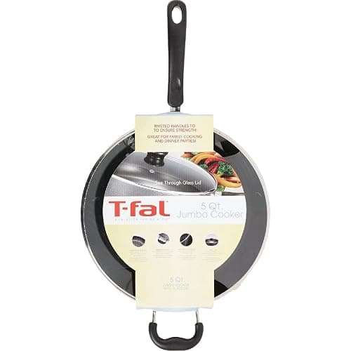 T-Fal Specialty Nonstick Saute Pan with Glass Lid 5 Quart, Oven Broiler Safe 350F, Cookware, Deep Frying Pan with Handle, Skillet, Kitchen, Pots and Pans, Dishwasher Safe, Black thumbnail 6
