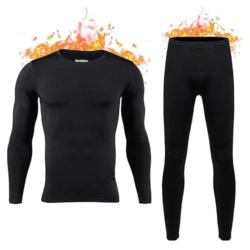 HEROBIKER Long Johns Thermal Underwear for Men Skiing Winter Warm Hunting Gear Fleece Lined Base Layer Set Top Bottom
