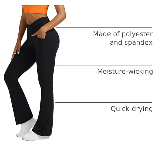 Yoga Pants for Women Flare Leggings with Pockets Crossover Yoga Leggings | Soft thumbnail 4