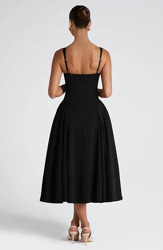 Memoriesea Women's Elegant Square Neck Swing A Line Wedding Evening Party Midi Dress thumbnail 7