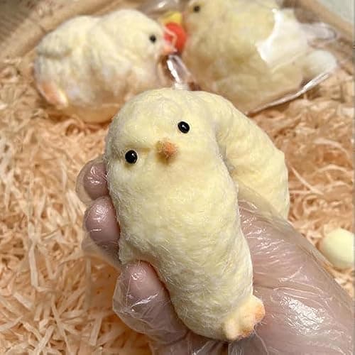 2 Pack Big Handmade Chick Taba Squishy Soft Fidget Squeeze Toys, Stress Relief Sensory Toy, Chicken Squishies for Adults thumbnail 3