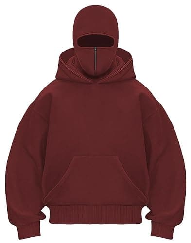 EUDOLAH Men's Balaclava Hoodie Half Zipper Jacket Double Hooded Sweatshirt Wind Resistant Athletic Coat - Image 1
