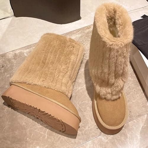 GBGRHM Women's Faux Fur Snow Boots – 2-Inch Platform Winter Shoes with Plush Lining | Y2K Aesthetic, Warm & Cozy for Cold Weather thumbnail 3