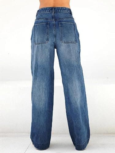 EMMIOL Women's 2026 Wide Leg Jeans Distress Mid Waist Denim Pants Vintage Y2K Trousers thumbnail 4
