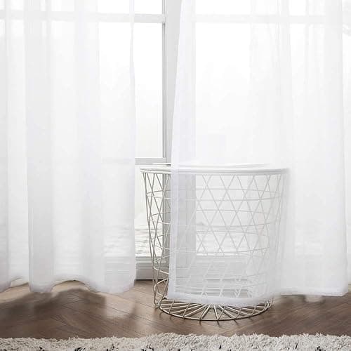 MIULEE 2 Panels Solid Color White Sheer Curtains Elegant Grommet Window Voile Panels/Drapes/Treatment for Bedroom Living Room (54X84 Inch) thumbnail 4