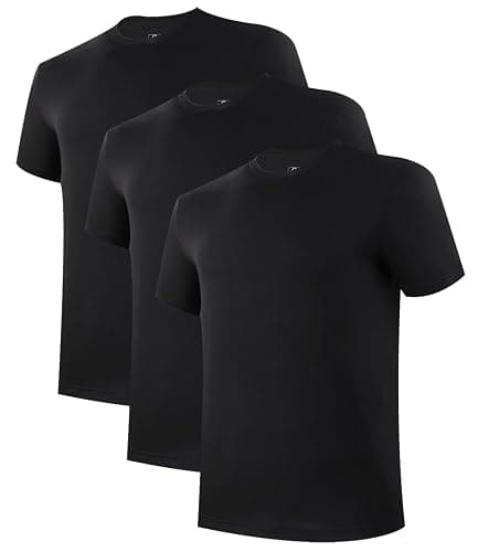 BAMBOO COOL Men's Undershirt Moisture-Wicking T-Shirts Stretch Crewneck Soft Tees for Men,3 Pack - Image 1