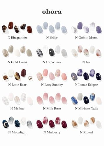 ohora Semi Cured Gel Nail Strips (N Dreaming) - Dark, Patterned, Works with Any UV/LED Lamps, Salon-Quality, Long Lasting, Easy to Apply & Remove - Includes 2 Prep Pads, Nail File & Wooden Stick thumbnail 9