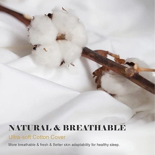 TOPGREEN Organic Feather Down Comforter Queen Size, All Season Duvet Insert with 100% Organic Cotton Cover, Medium Warm Bed Comforter with Corner Tabs (90x90, White) thumbnail 3