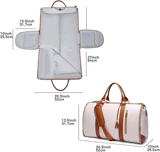 Myjennibag Travel Bag with Wheels, Myjennibag Foldable Travel Bag Carry On, 2 In 1 Convertible Large Pu Leather Waterproof Duffle Bag (White with Wheels) thumbnail 5