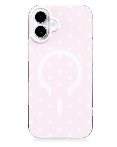 Feams for iPhone 16 Case [Compatible with Magsafe] Slim Shockproof Protective TPU Phone Cover for iPhone 16 6.1" Women Girls, Pastel Pink Polka Dot - Image 1