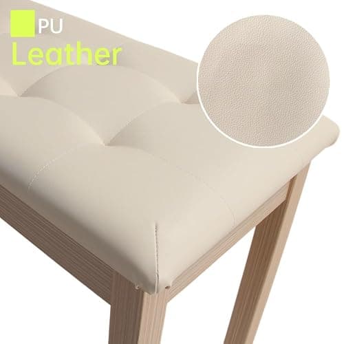 Sanpuli Solid Wood Duet Piano Bench with Storage, Piano Stool and Padded Cushion, Keyboard Bench with Bookcase, Piano Chair and Piano Seat with High-Density Sponges. thumbnail 4