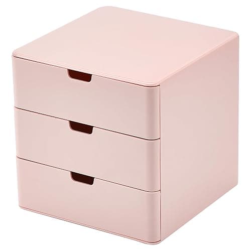 Dalanpa 3-Drawer Vanity Organizer, Compact Storage Organization Drawers Small Size Pink - Image 1