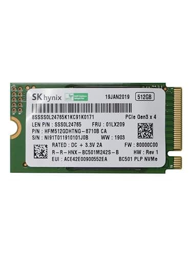 SK Hynix BC511 512GB M.2 2242 42mm NVMe PCIe Gen 3 x4 TLC SSD (SSS0V27609) for ThinkPad ProBook Latitude EliteBook Ideapad Inspiron Laptop Ultrabook Tablet - Internal Solid State Drive (OEM New) - Image 1