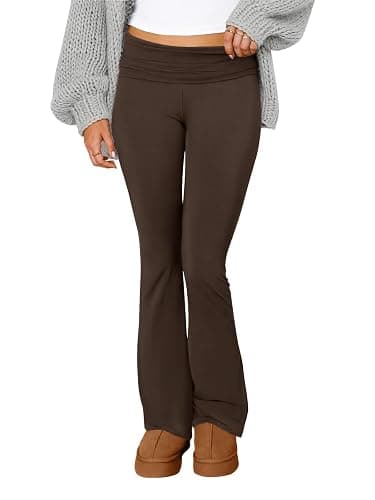 COPYLEAF Flare Leggings for Women Fold Over Yoga Pants Stretch Bell Bottom Y2K Lounge Casual Sweatpants - Image 1