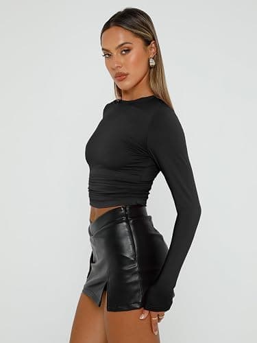 AUTOMET 3 Pack Womens Long Sleeve T Shirts Fall Fashion Basic Going Out Crop Tops Slim Fitted Winter Clothes 2025 thumbnail 4